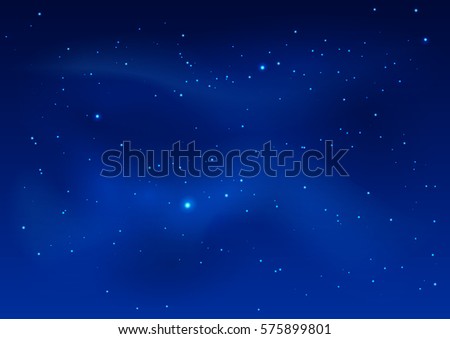Blue dark night sky and stars. Illustration in vector format