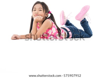 Portrait of young girl isolated on a white