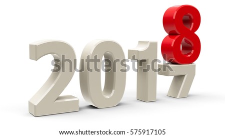 2017-2018 change represents the new year 2018, three-dimensional rendering, 3D illustration