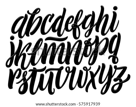 Vector Alphabet. Lettering and Custom Typography for Designs: Logo, for Poster, Invitation, etc. Handwritten brush style modern cursive font isolated on white background. Royalty-Free Stock Photo #575917939
