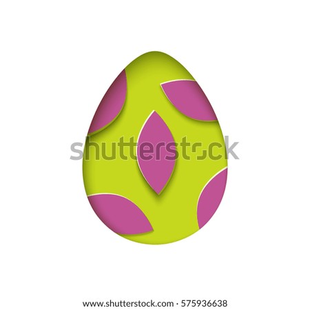 Isolated egg vector in paper cut style for banner, card or background design.Easter design element on the white background