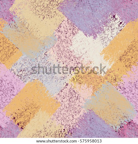 Seamless diagonal pattern with grunge stained rectangular elements in pastel colors