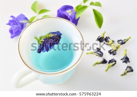 Blue color of butterfly pea flower tea