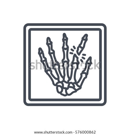 finger hand broken bone x-ray line icon