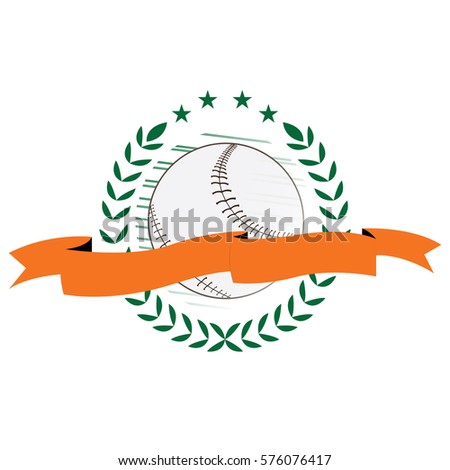 Isolated baseball emblem with a laurel wreath, Vector illustration