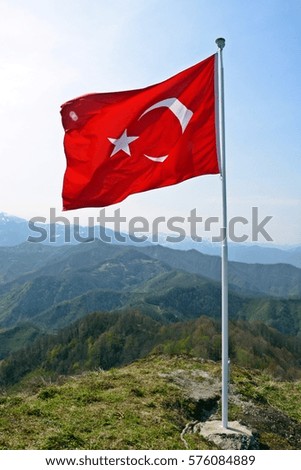 Turkish flag, Turkish flag in mountain, will continue to fluctuate forever