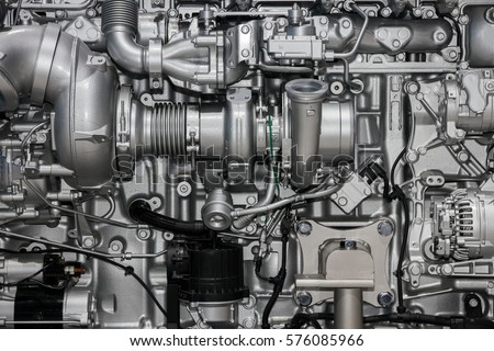 diesel engine close up Royalty-Free Stock Photo #576085966