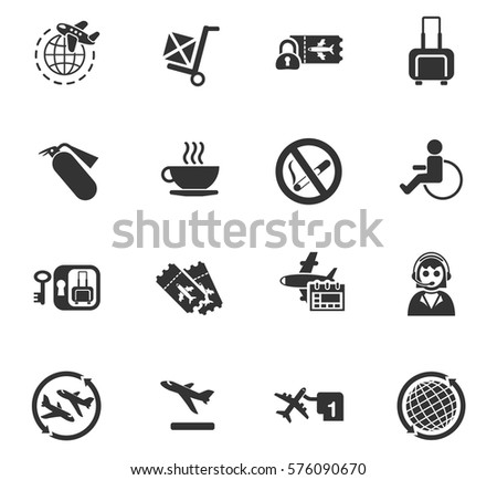 airport vector icons for user interface design