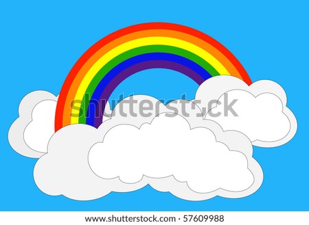 Simple vector drawing of rainbow in clouds