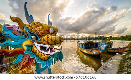 Dragon boat in Hue, Vietnam Royalty-Free Stock Photo #576106168