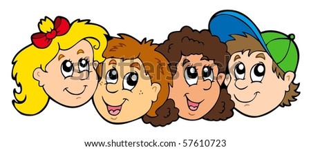 Various kids faces - vector illustration.