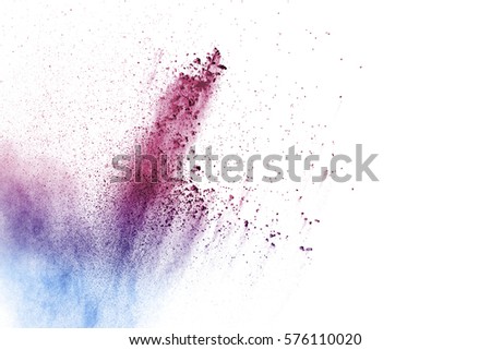 abstract color dust explosion on white background.abstract powder splatted background,Freeze motion of color powder exploding/throwing color powder, multicolor glitter texture.