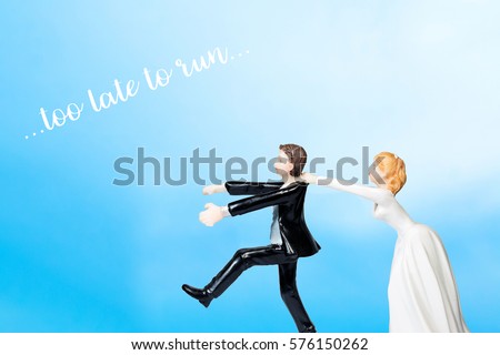 Running groom chased by bride