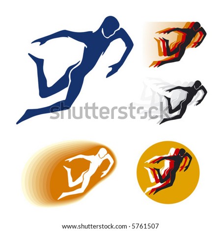 Flying man. Vector with the gradient and the simple vector.