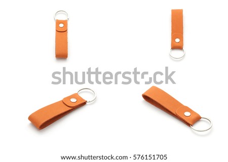 Collection set of Leather key chain isolated on white background