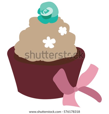 Isolated cupcake on a white background, Vector illustration