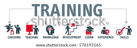 Banner Training concept. Keywords and vector icons Royalty-Free Stock Photo #576193165