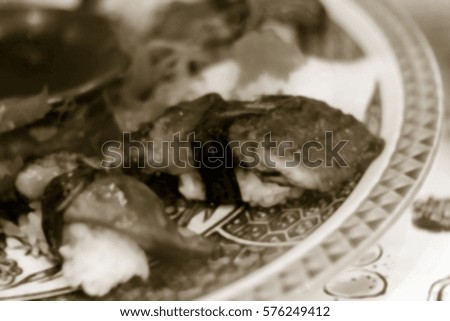 Picture blurred  for background abstract and can be illustration to article of sushi japanese food