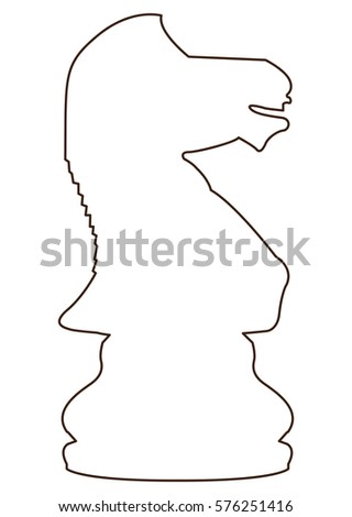 Isolated knight piece outline on a white background, Vector illustration