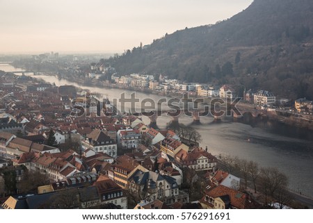 View over the german town of Heidelberg from the Heidelberg Castle