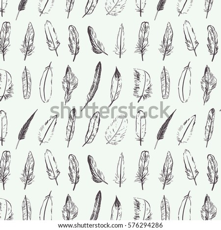 hand drawing feathers pattern