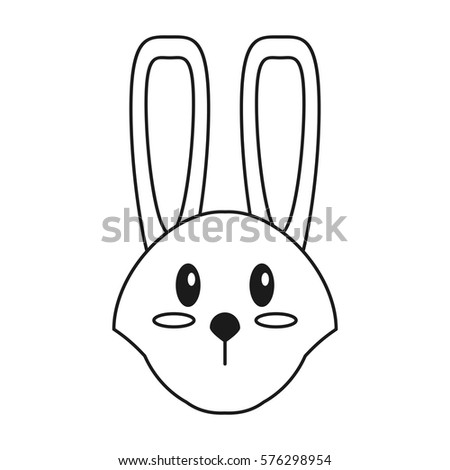 cute easter face bunny thin line
