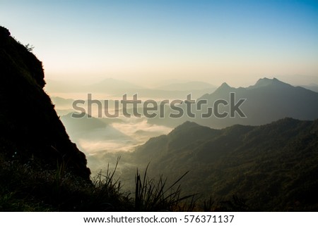mountain  view  in Laos  , take picture form Thailand.