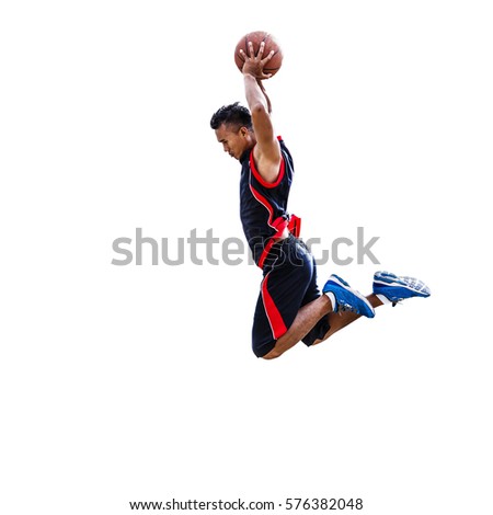 Basketball player isolated on white clipping path