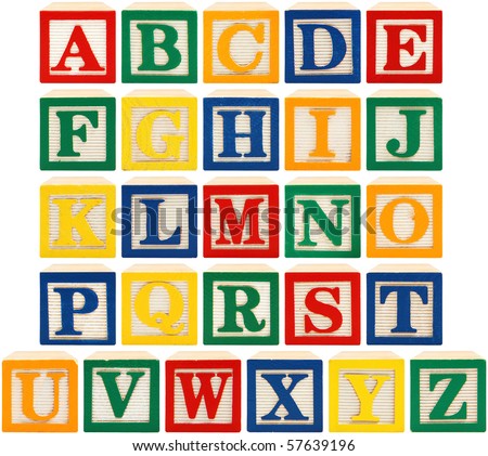 Same view 26 letters of alphabet in wooden blocks. Royalty-Free Stock Photo #57639196