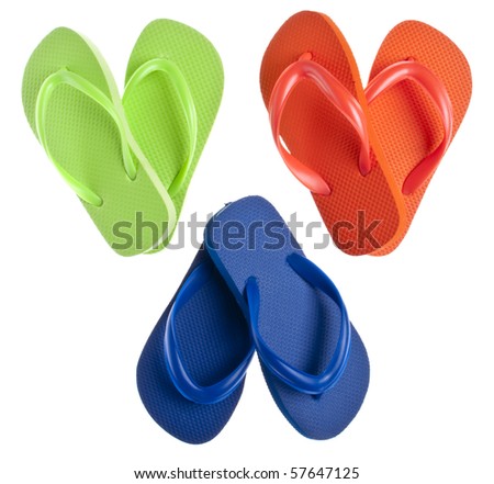 Flip Flop Sandals in Heart Shapes for Summer Love Concepts. Royalty-Free Stock Photo #57647125