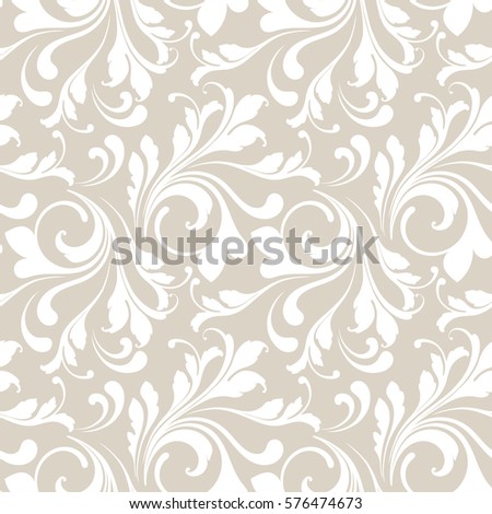 Floral seamless pattern. Flowery tile for fabric and paper. Fashionable design for textiles, papers and Wallpapers. Beige color. 