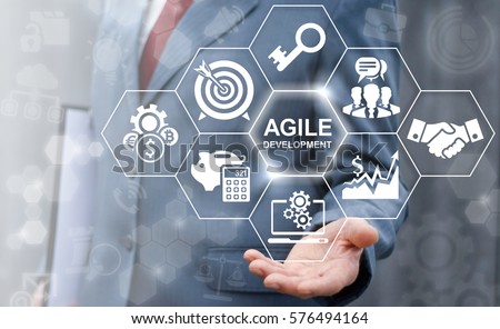 Agile development software business web computer agility nimble quick fast start up concept Royalty-Free Stock Photo #576494164