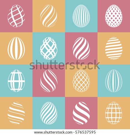 Set of Easter eggs. Vector illustration in flat design