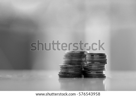 Malaysia banking coins on close up photo with copy space for editing