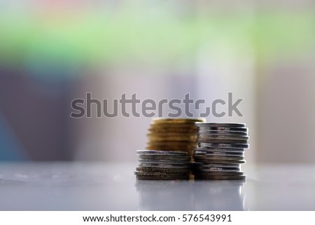 Malaysia banking coins on close up photo with copy space for editing