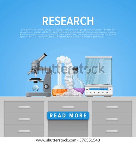 Modern tool set of Chemistry. Information card laboratory template. Online and education courses, web tutorial. Vector illustration.