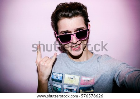 Funny guy on the pink background