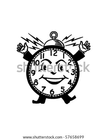 Happy Alarm Clock - Retro Clip Art