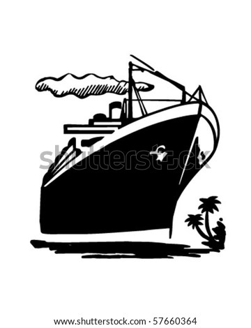 Ocean Liner - Cruise Ship - Retro Clip Art