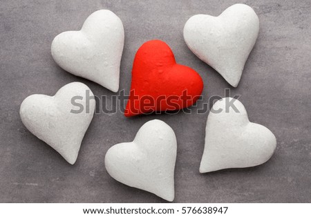 Valentine's Day greeting card. White and red heart.