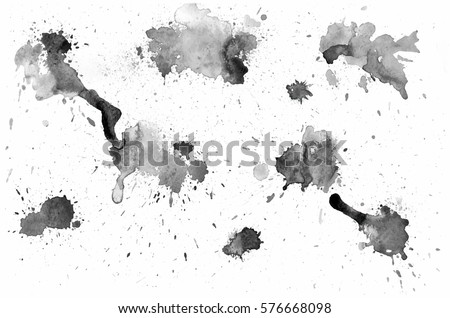 Black watercolor stain. Watercolor texture background