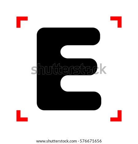 Letter E sign design template element. Black icon in focus corne