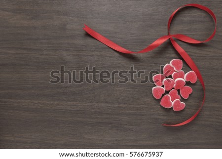 Red and white heart shaped sweets 