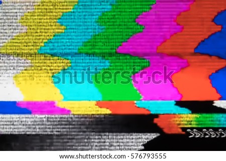 Television screen with static noise caused by bad signal reception Royalty-Free Stock Photo #576793555