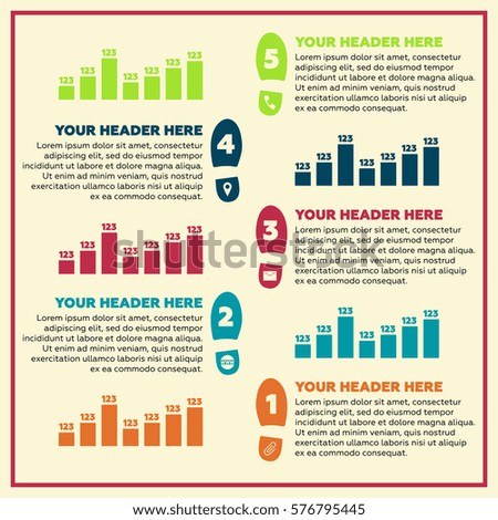 Infographics elements - steps and line chart