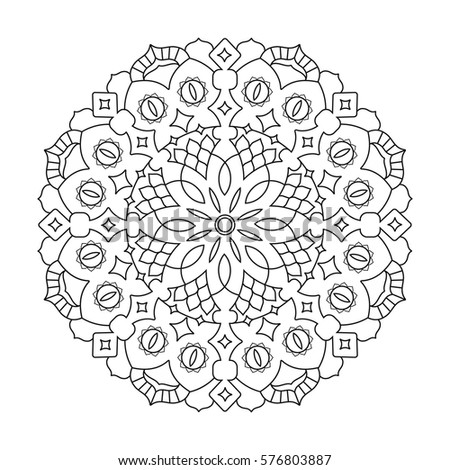Flower Mandalas.  Geometric Round indian ornament Pattern. Oriental pattern illustration. Islam, Arabic, Indian, turkish, pakistan, chinese, ottoman motifs. Coloring book page. Vector illustration