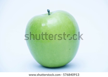Fresh green apple on isolated white background. Copy space. Healthy lifestyle concept