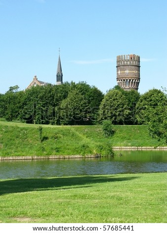 The rampart and the fortification canal of Hellevoetsluis in the Netherlands