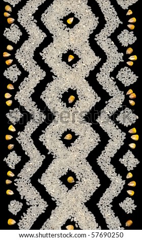 The geometric pattern of rice and corn grains