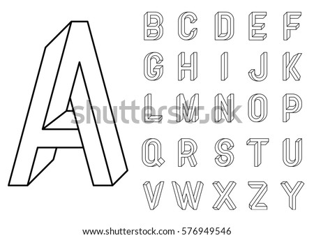 Impossible Geometry letters. et of vector letters constructed on the basis of the isometric view. Impossible shape, optical illusion. Sacred geometry. Vector illustration 10 eps Royalty-Free Stock Photo #576949546